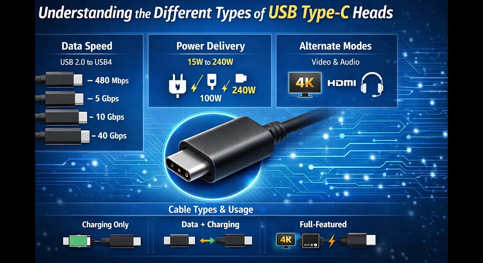 Understanding the Different Types of USB Type-C Heads