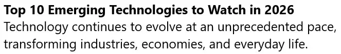 Top 10 Emerging Technologies to Watch in 2026
