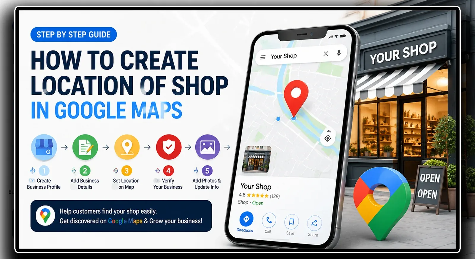 How to Create Location of Shop in Google Maps Step by Step full options