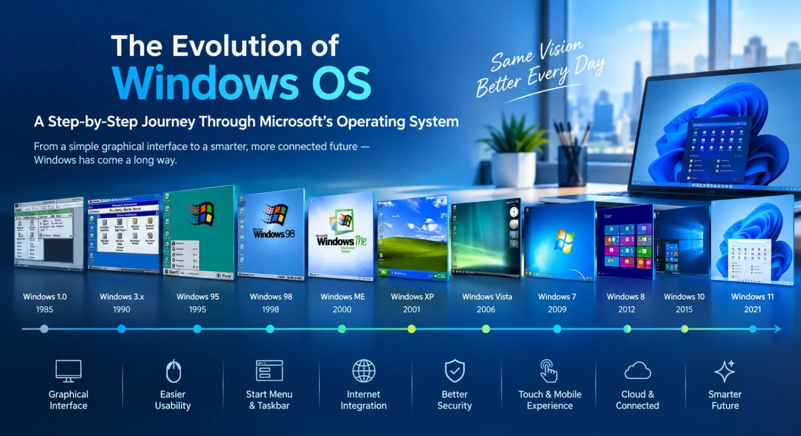 The Evolution of Windows OS: A Step-by-Step Journey Through Microsoft’s Operating System