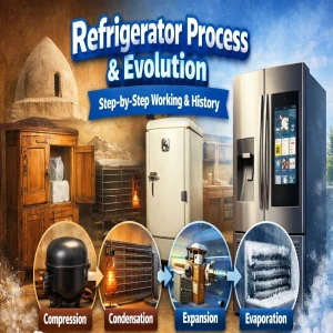 Step by Step of working history of Refrigerator Process and Evolution